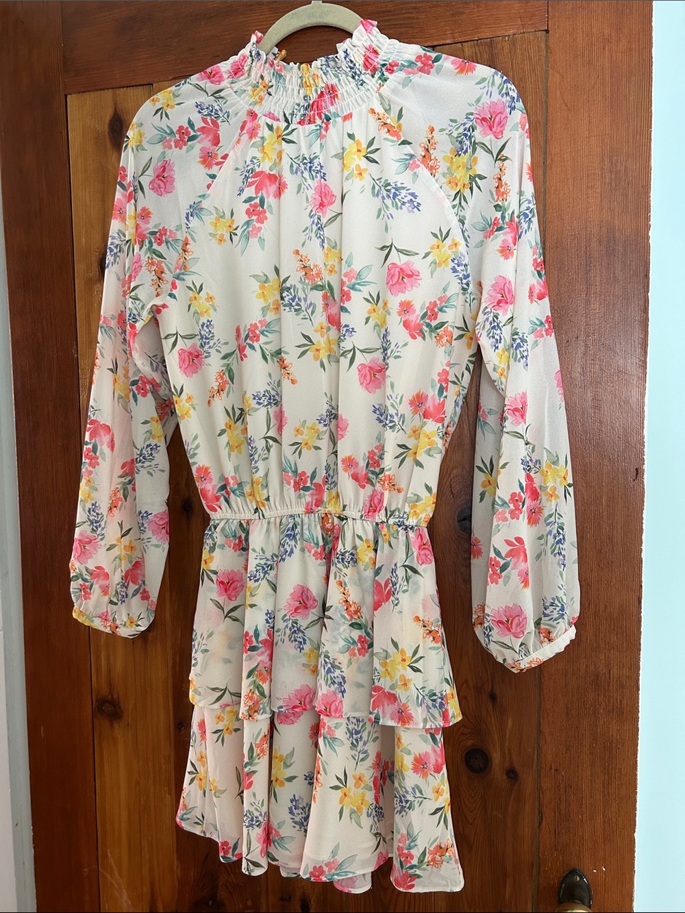 Yumi Kim Floral Tiered Long-Sleeve Mini Dress